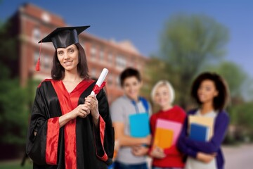 university graduates student wearing gown and cap