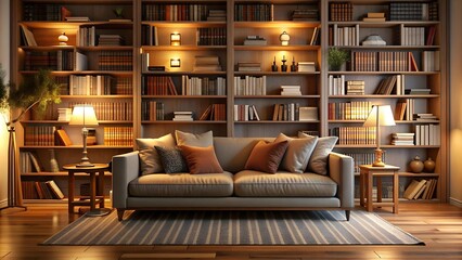 Cozy Reading Nook with a Modern Sofa  AI generated