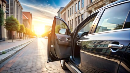 Obraz premium The Open Doorway: A Study in Contrast Generative AI