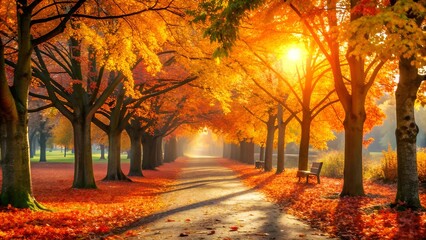 Golden Hues and Crisp Air: A Stroll Through Autumn's Embrace  Generative AI