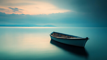 Naklejka premium Serene Seascape with Boat