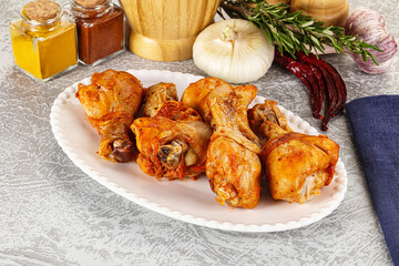 Raw marinated chicken drumstick for cooking