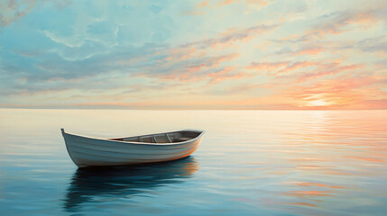 Naklejka premium Serene Seascape with Boat