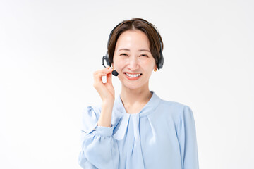 ヘッドセットをつけた女性