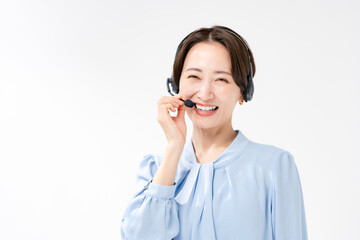 ヘッドセットをつけた女性