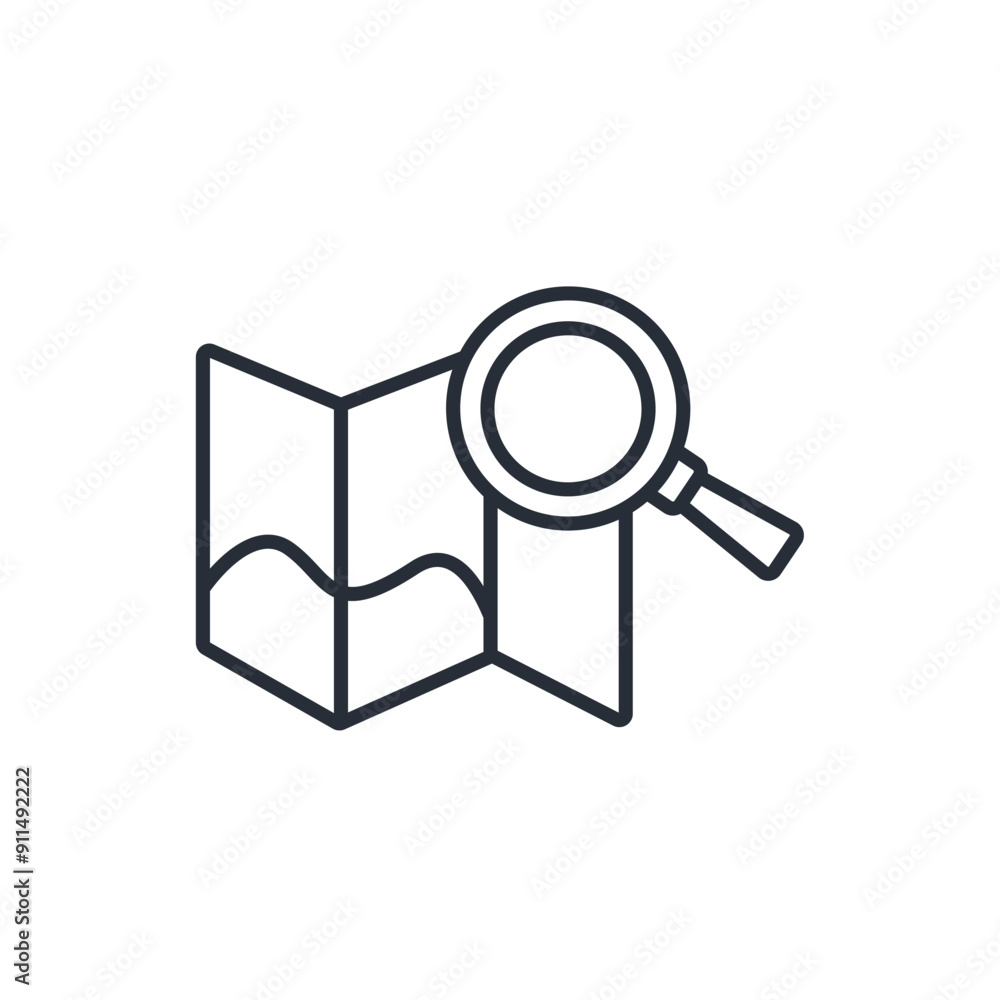Poster map icon. vector.editable stroke.linear style sign for use web design,logo.symbol illustration.