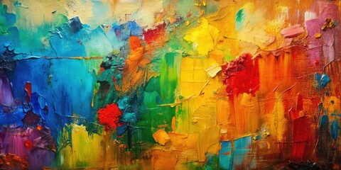 Fototapeta premium Abstract oil painting of multi colored texture on canvas with rough brushstrokes, abstract, oil paint, painting