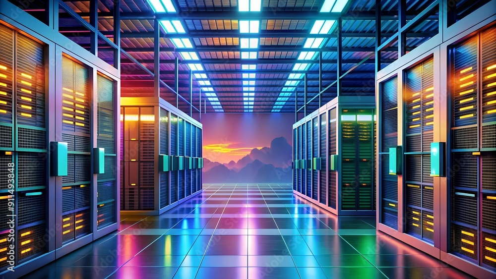 Aufkleber abstract server room: a modernist interpretation of cloud infrastructure generative ai