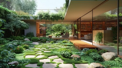 3d rendering of vertical garden with work path. ai generated3d rendering of vertical garden with work path. ai generated