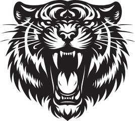Tiger head mascot Silhouette isolated on white background Minimalist tiger vector shape icon