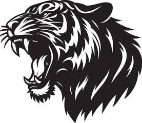 Tiger head mascot Silhouette isolated on white background Minimalist tiger vector shape icon