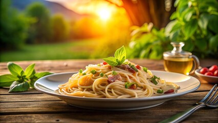 Golden Hour Carbonara: A Culinary Symphony in Warm Tones  AI generated