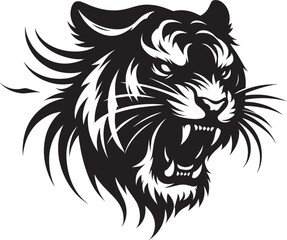 Tiger head mascot Silhouette isolated on white background Minimalist tiger vector shape icon
