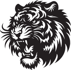 Tiger head mascot Silhouette isolated on white background Minimalist tiger vector shape icon