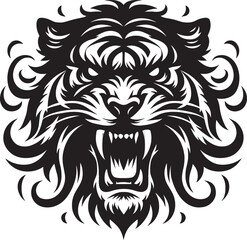 Tiger head mascot Silhouette isolated on white background Minimalist tiger vector shape icon