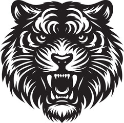 Tiger head mascot Silhouette isolated on white background Minimalist tiger vector shape icon