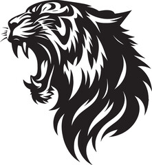 Tiger head mascot Silhouette isolated on white background Minimalist tiger vector shape icon