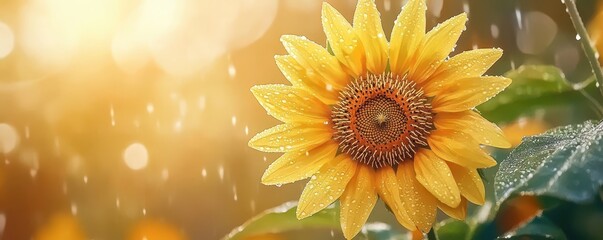Obraz premium Enchanting Sunflower Macro with Detailed Center in Watercolor Style
