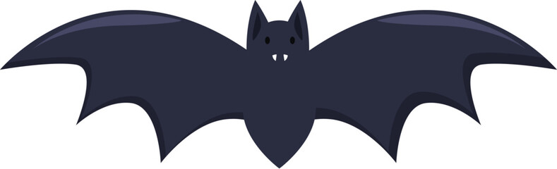 Cartoon bat is spreading its wings, ready to fly through the night sky