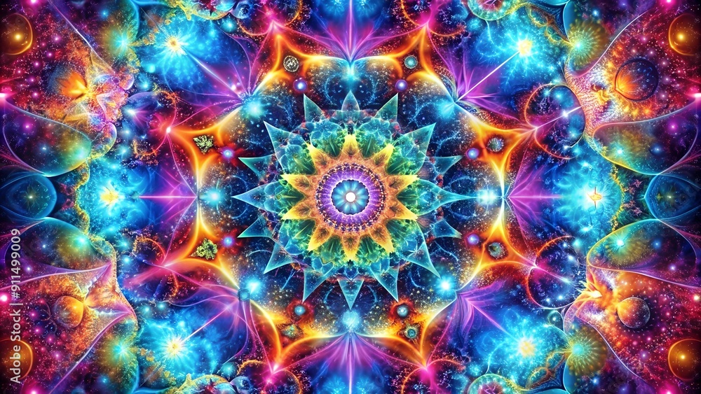 Poster cosmic kaleidoscope: a symphony of color and light generative ai