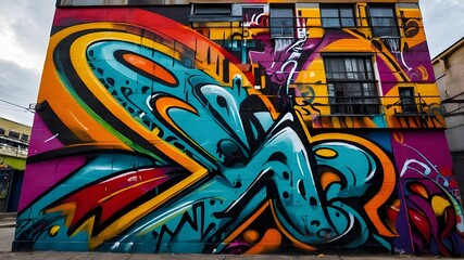Vibrant street art and graffiti in urban city. graffiti on the wall. 