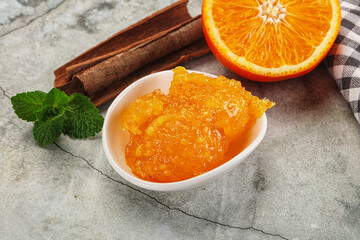 Tasty homemade Orange jam in the bowl