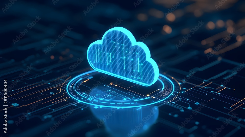 Poster futuristic cloud computing technology concept with a digital network background. modern data storage