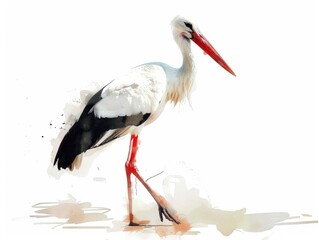 Image of a stork with a distinctive long beak, suitable for use in illustrations or decorative designs