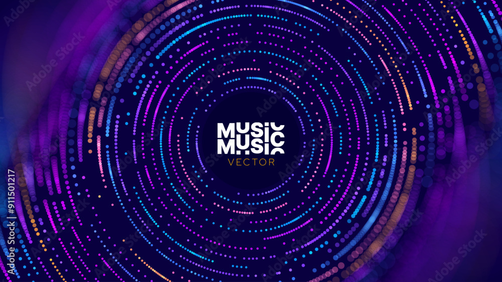 Poster Big Data Visualization. Circular Particles Dots Vortex Abstract Galaxy. Futuristic Science or Finance Infographic Design. Complex Visual Data Background. Abstract Data Flowing. Vector Illustration.