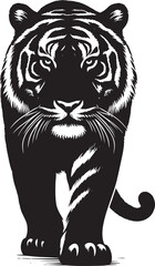 Tiger Silhouette isolated on white background Minimalist tiger vector shape icon