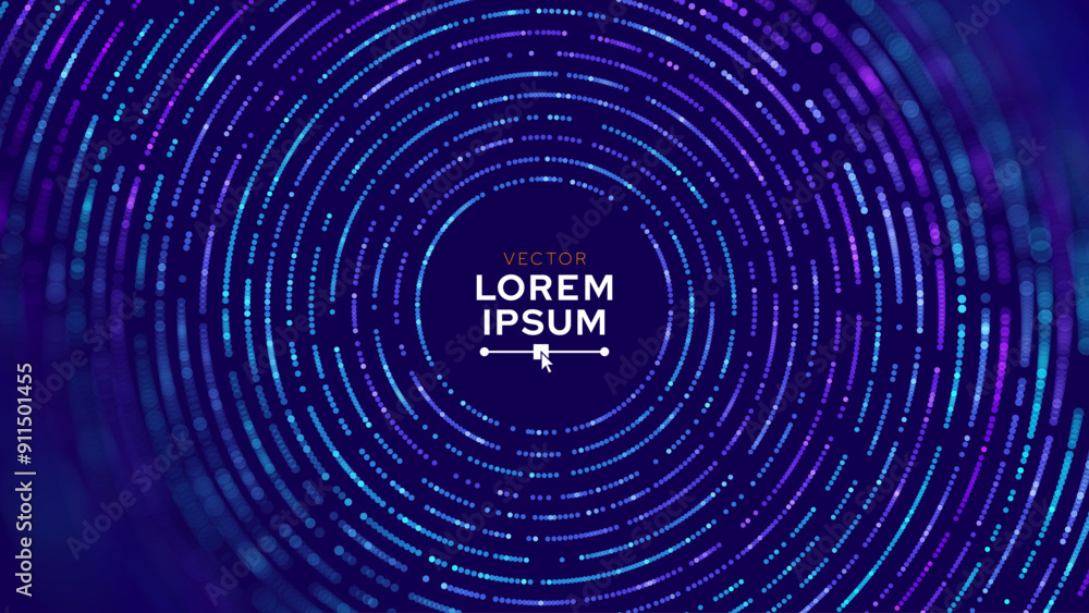 Poster Big Data Visualization. Circular Particles Dots Vortex Abstract Galaxy. Futuristic Science or Finance Infographic Design. Complex Visual Data Background. Abstract Data Flowing. Vector Illustration.
