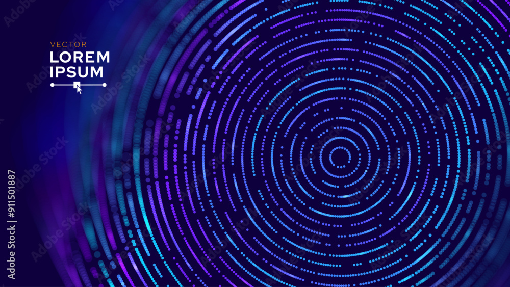 Poster Big Data Visualization. Circular Particles Dots Vortex Abstract Galaxy. Futuristic Science or Finance Infographic Design. Complex Visual Data Background. Abstract Data Flowing. Vector Illustration.