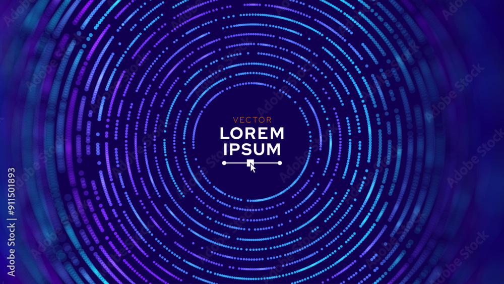 Poster Big Data Visualization. Circular Particles Dots Vortex Abstract Galaxy. Futuristic Science or Finance Infographic Design. Complex Visual Data Background. Abstract Data Flowing. Vector Illustration.