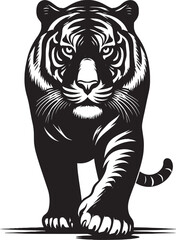 Tiger Silhouette isolated on white background Minimalist tiger vector shape icon