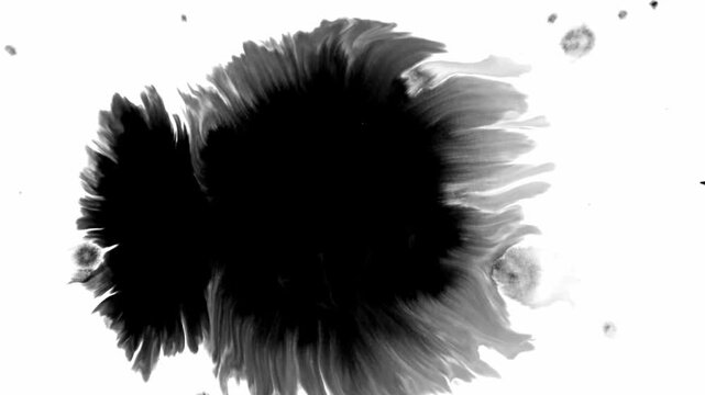 black ink drops on wet paper mask