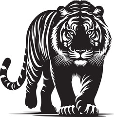 Tiger Silhouette isolated on white background Minimalist tiger vector shape icon