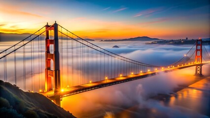 A Panoramic View of San Francisco's Iconic Landmark from Twin Peaks  AI Generated