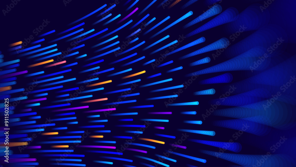 Poster Digital Data Flow Speed Lines Background. Big Data Technology Lines. Fast Wireless Data Transmission. High Speed of Light Trails. Information Flow in Virtual Reality Cyberspace. Vector Illustration.
