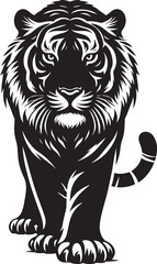 Tiger Silhouette isolated on white background Minimalist tiger vector shape icon