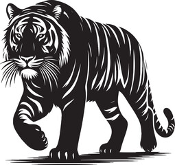 Tiger Silhouette isolated on white background Minimalist tiger vector shape icon