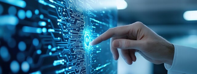 Management, Innovator managing AI innovation projects, in a modern office