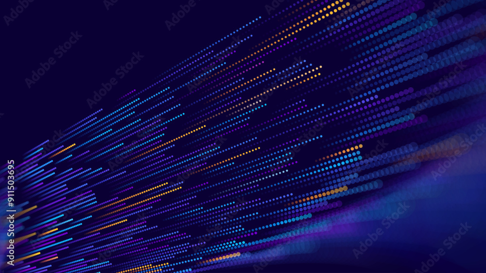Fototapete Digital Data Flow Speed Lines Background. Big Data Technology Lines. Fast Wireless Data Transmission. High Speed of Light Trails. Information Flow in Virtual Reality Cyberspace. Vector Illustration.