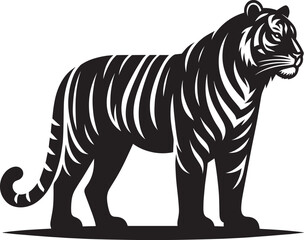 Tiger Silhouette isolated on white background Minimalist tiger vector shape icon