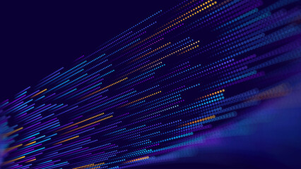 Digital Data Flow Speed Lines Background. Big Data Technology Lines. Fast Wireless Data Transmission. High Speed of Light Trails. Information Flow in Virtual Reality Cyberspace. Vector Illustration.