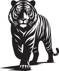 Tiger Silhouette isolated on white background Minimalist tiger vector shape icon