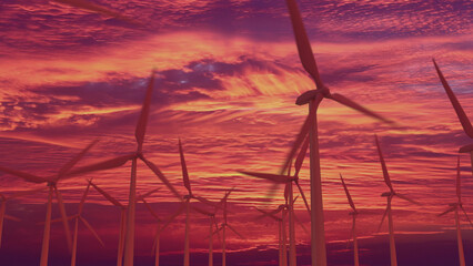 Renewable Resource Expedition: 3D Rendering of Wind Turbine Farming for Green Electricity Production