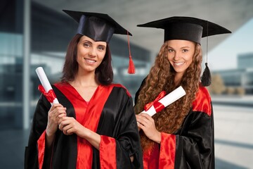 university graduates student wearing gown and cap