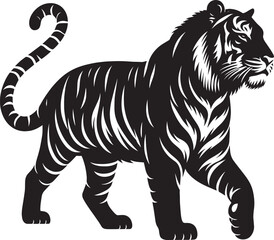 Tiger Silhouette isolated on white background Minimalist tiger vector shape icon