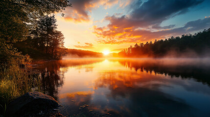 sunrise over the lake