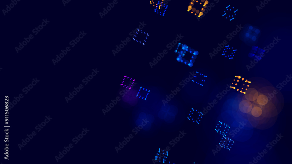 Poster Big Data 3D Digital Cubes Quantum Computer Server Concept Background. 3D Blockchain Cube Blocks Concept. Data Core Abstract Cubes. Artificial Intelligence HUD Design Element. Vector Illustration.